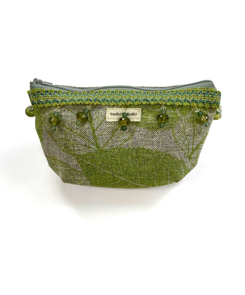 Mini trousse foglie verdi perle