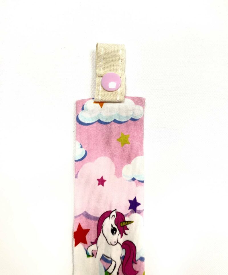 Dettaglio portaciuccio unicorni rosa