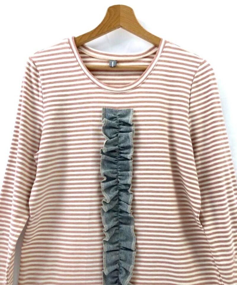 Frappa grigia t-shirt righe rosa