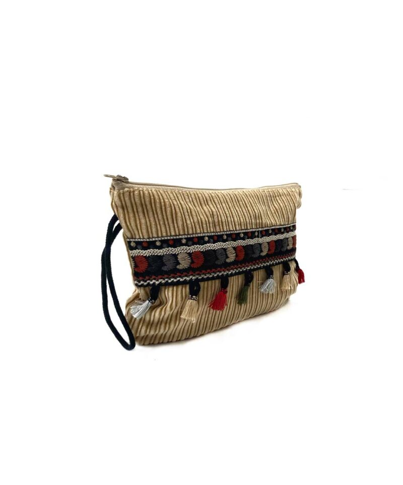 Pochette sabbia con frange