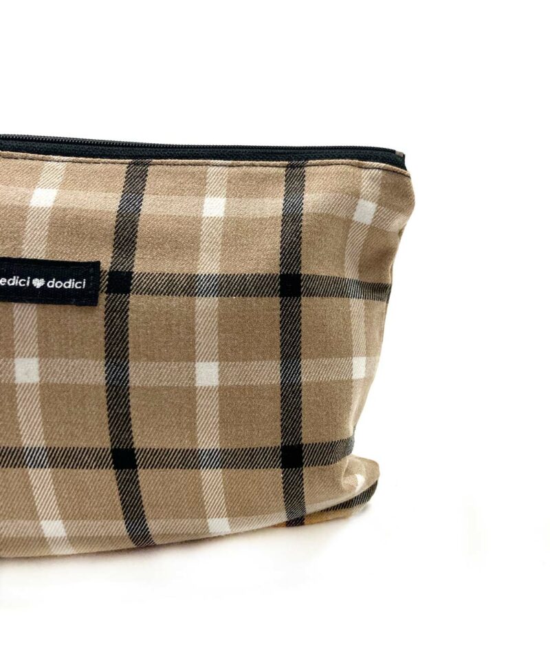 Pochette tartan quadri nero beige