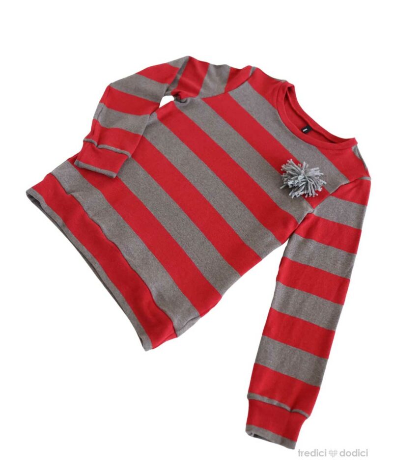 Maglioncino donna righe caldo cotone rosso grigio
