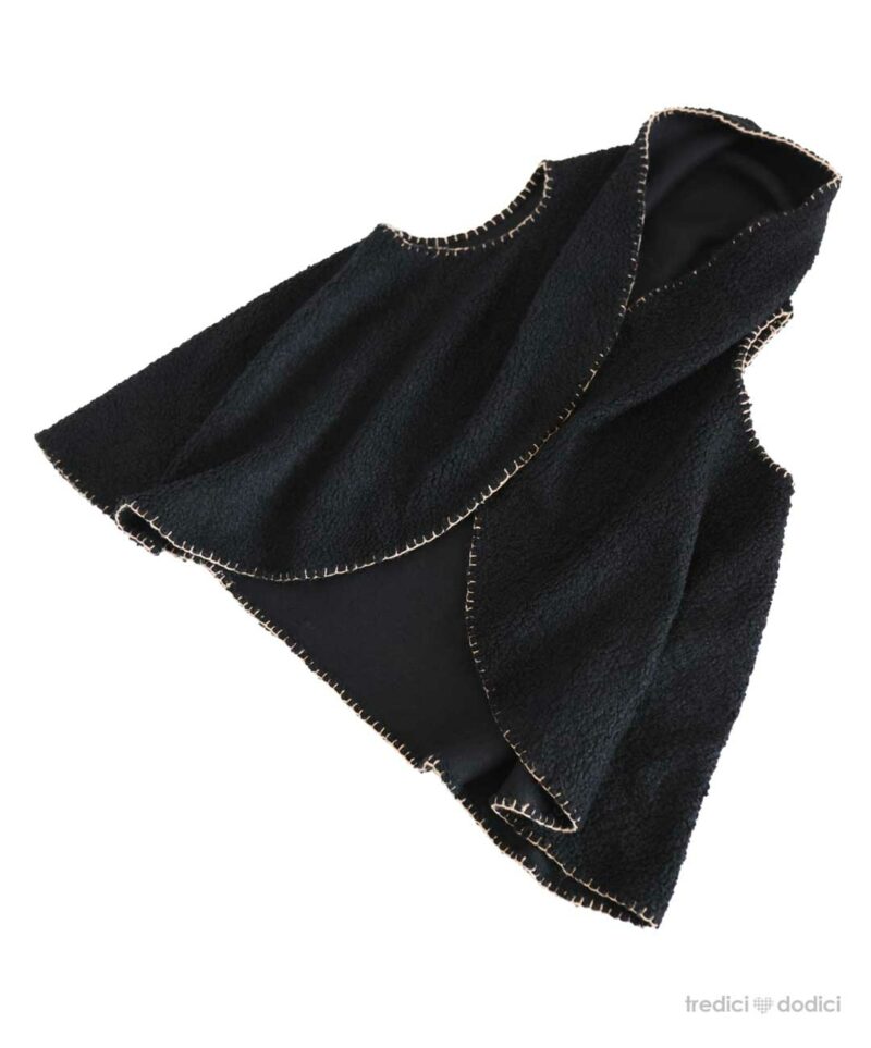Gilet teddy nero profilo sabbia