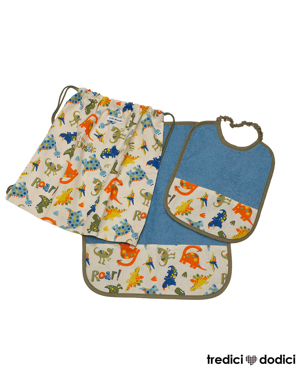 Set asilo dinosauri colorati azzurro