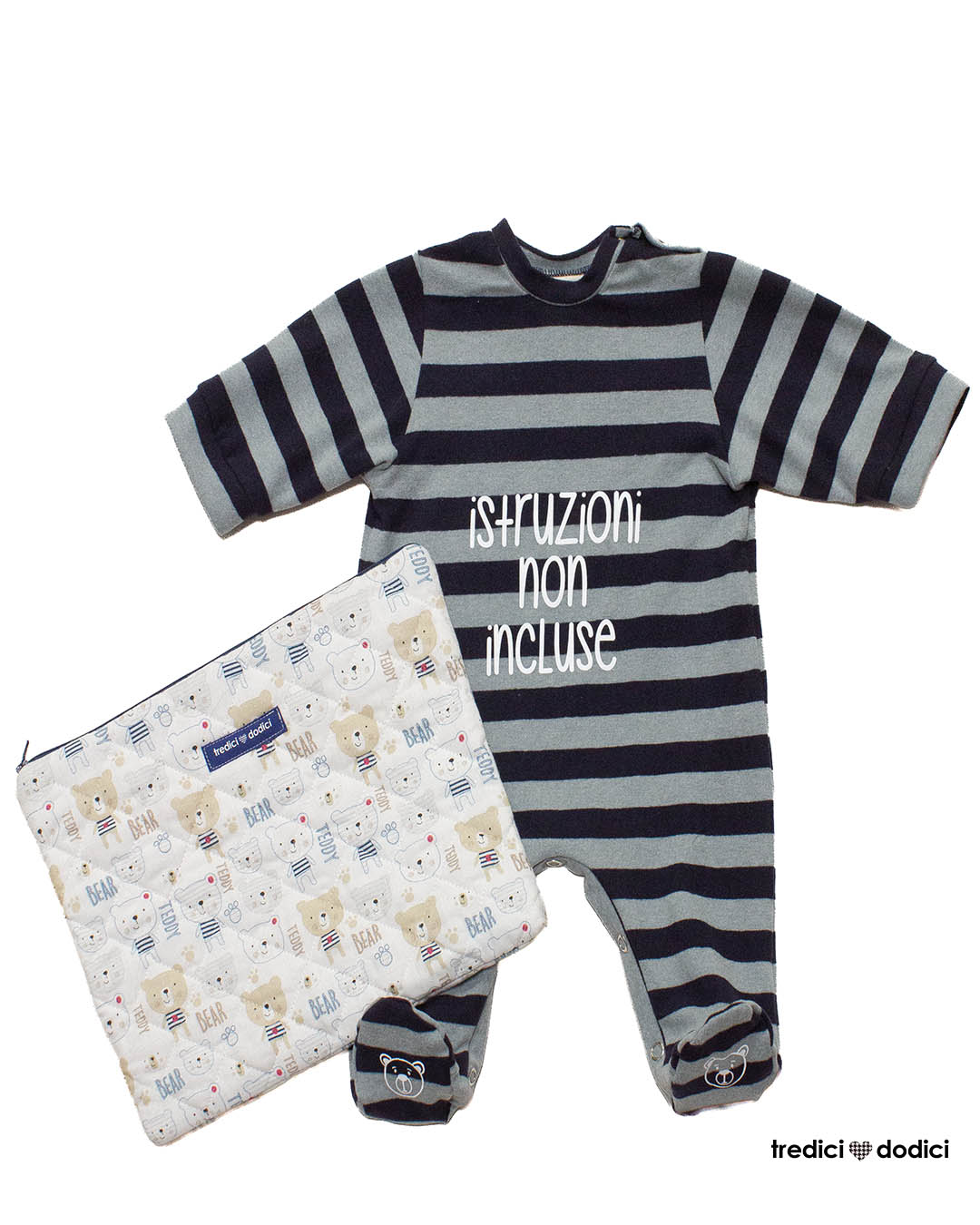 Set neonato tutina piedi con pochette porta tutto